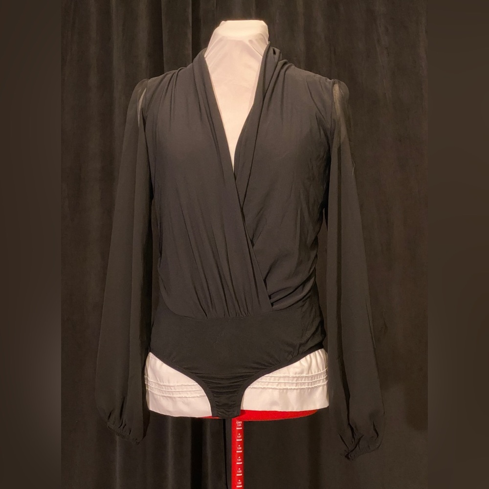 Black sheer bodysuit with button closure